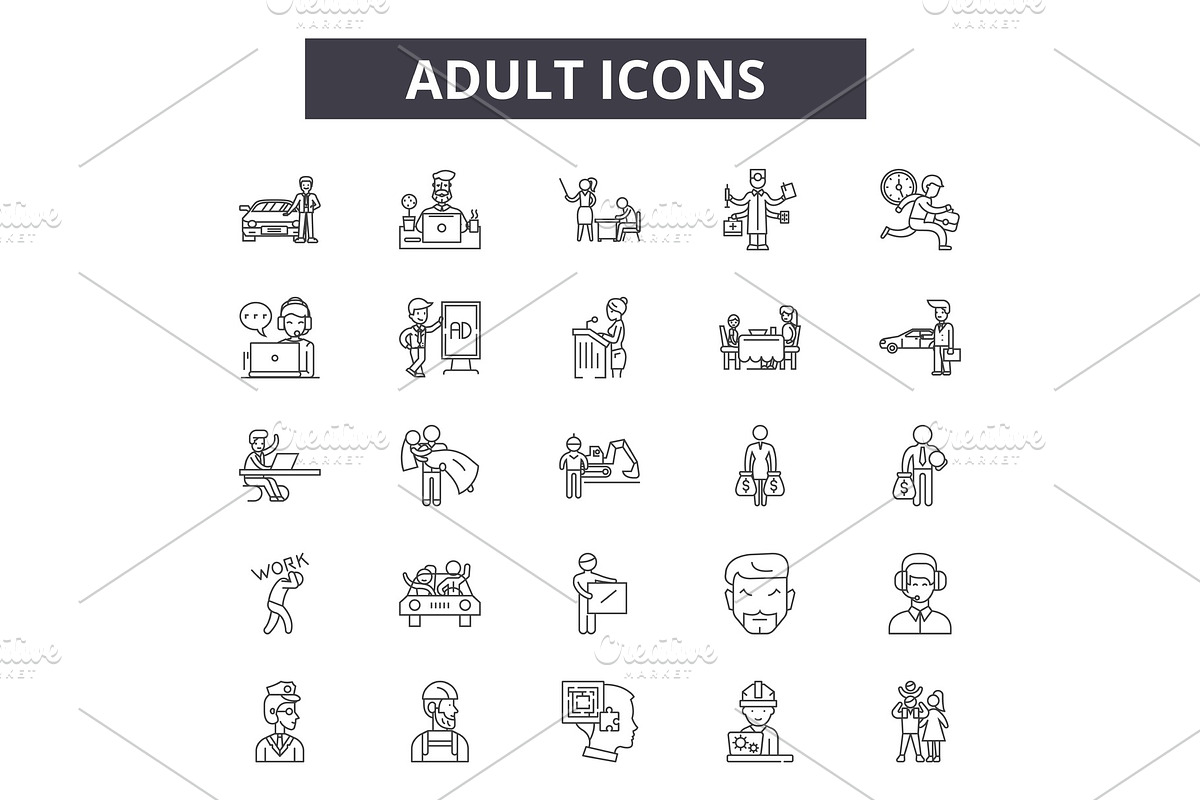 Adult line icons. Editable stroke in Illustrations - product preview 8