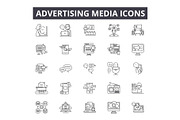 Advertising media line icons