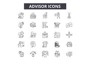 Advisor line icons. Editable stroke