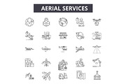 Aerial services line icons. Editable