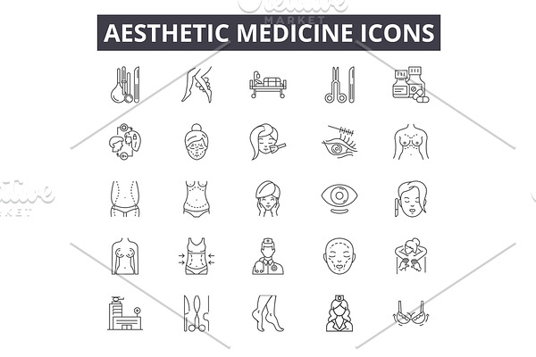 Aesthetic medicine line icons