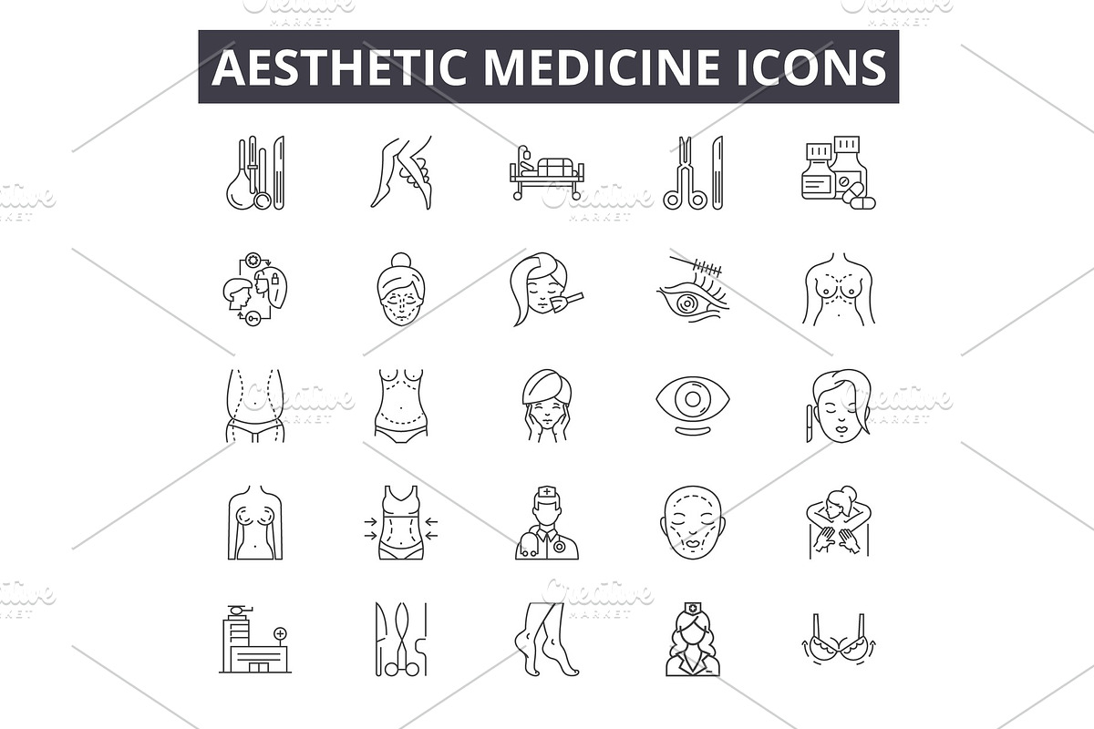 Aesthetic medicine line icons in Illustrations - product preview 8