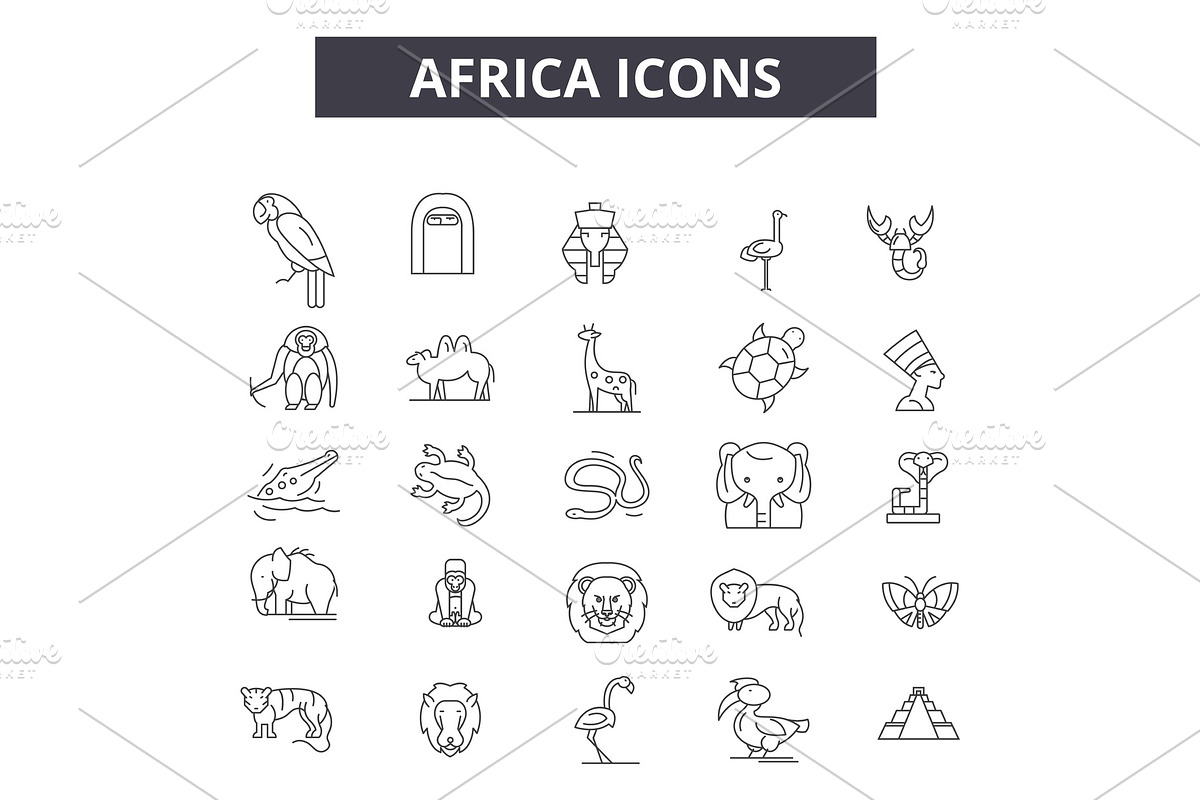 Africa line icons. Editable stroke in Illustrations - product preview 8