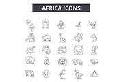 Africa line icons. Editable stroke