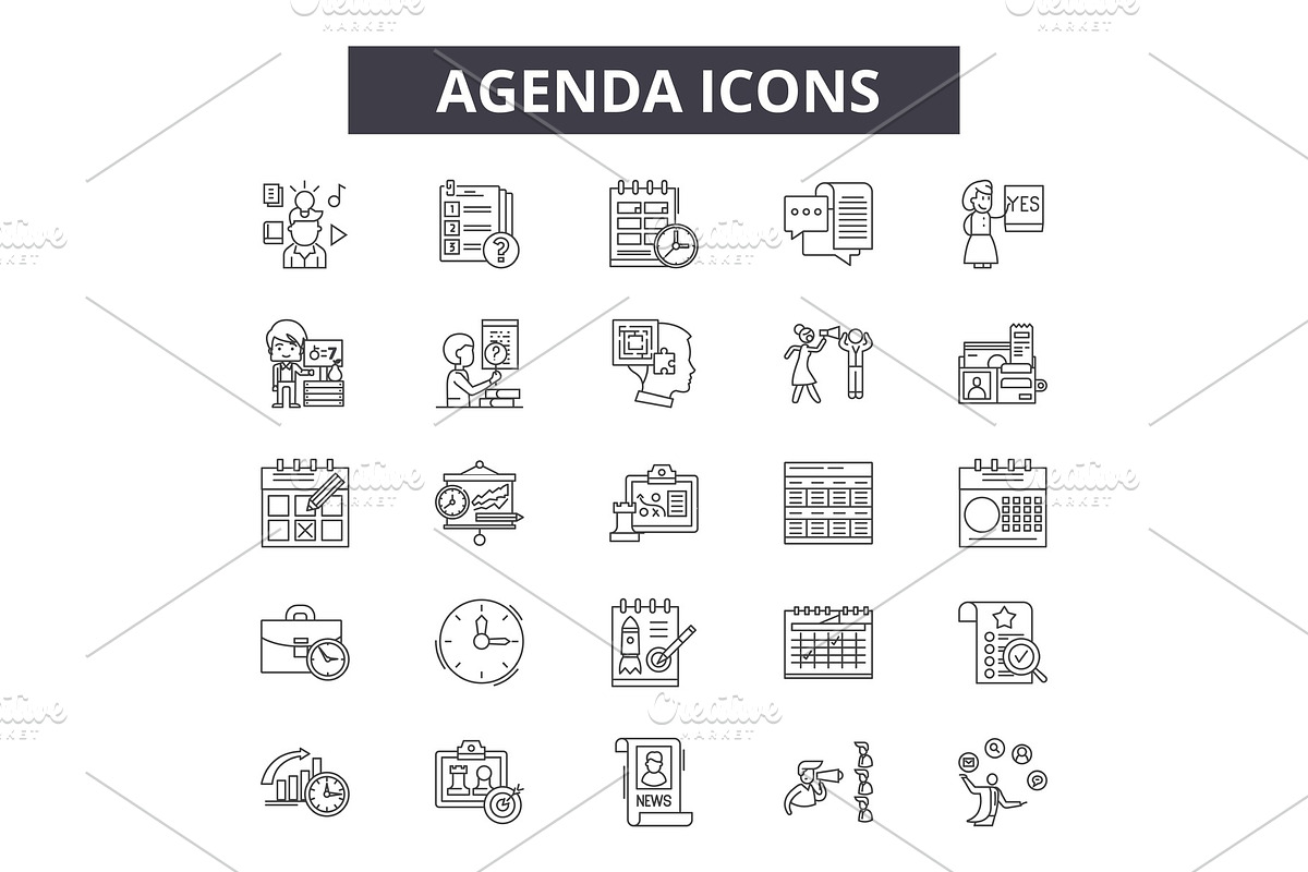 Agenda line icons. Editable stroke in Illustrations - product preview 8