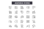 Agenda line icons. Editable stroke