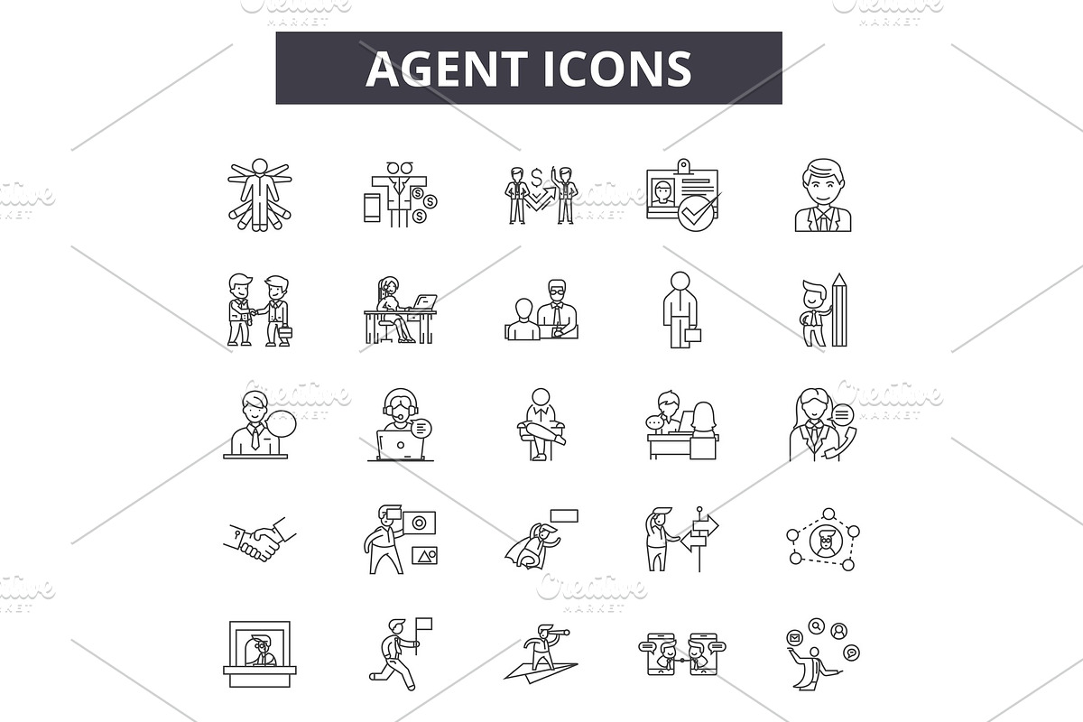 Agent line icons. Editable stroke in Illustrations - product preview 8