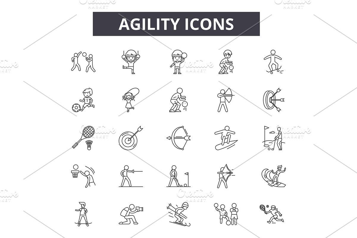 Agility line icons. Editable stroke in Illustrations - product preview 8