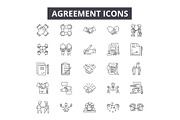 Agreement line icons. Editable