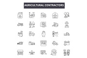 Agricultural contractors line icons