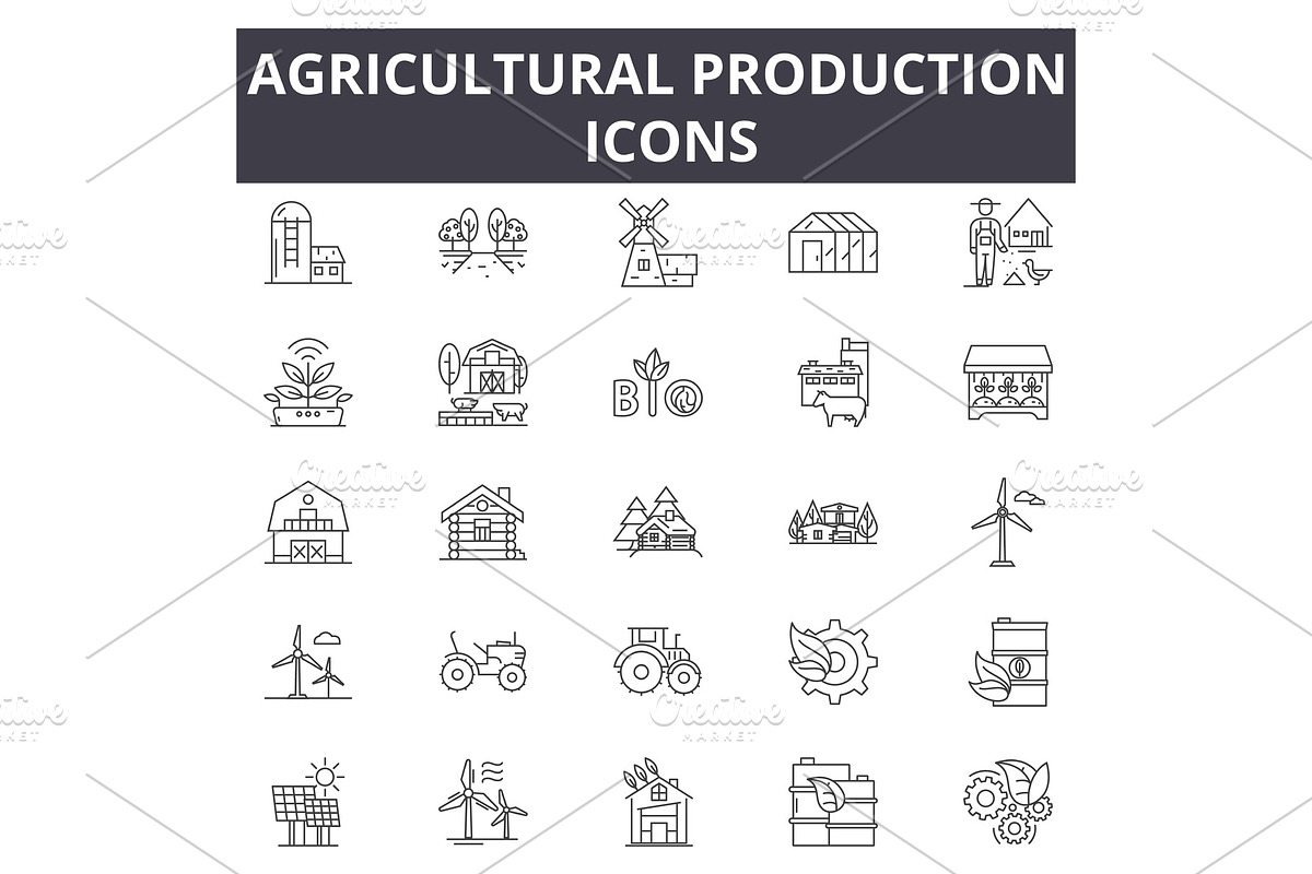 Agricultural production line icons in Illustrations - product preview 8