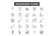 Agronomy line icons. Editable stroke