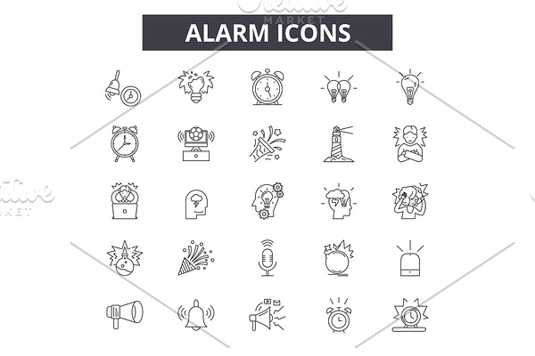 Alarm line icons for web and mobile
