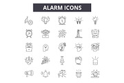 Alarm line icons for web and mobile