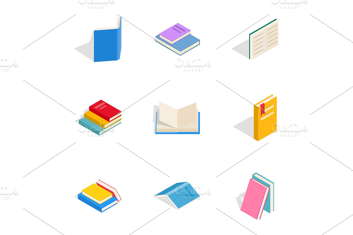 Literature icons, isometric 3d style in Illustrations - product preview 8