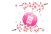 Spring sale background with sakura.