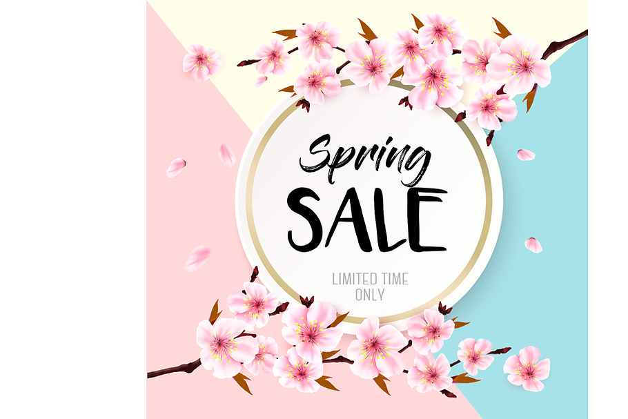 Spring sale background with sakura
