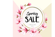 Spring sale background with magnolia