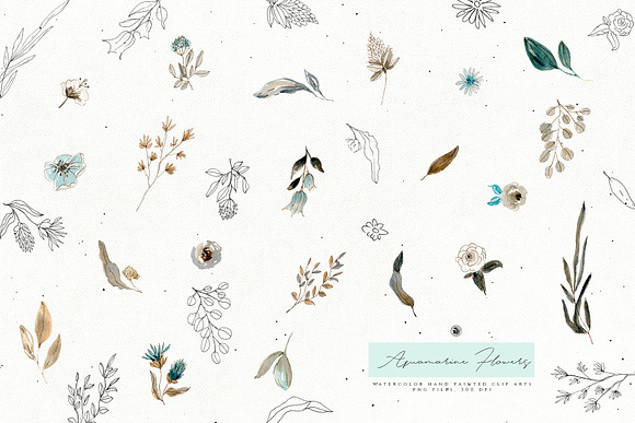 Aquamarine Watercolor Flowers in Illustrations - product preview 5
