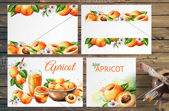 Apricot. Watercolor collection in Illustrations - product preview 6