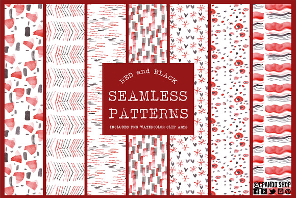 Red and black seamless pattern in Patterns - product preview 2
