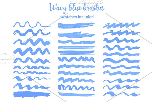 Wavy blue brushes and strokes in Add-Ons - product preview 1