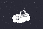 astronaut lies on the cloud