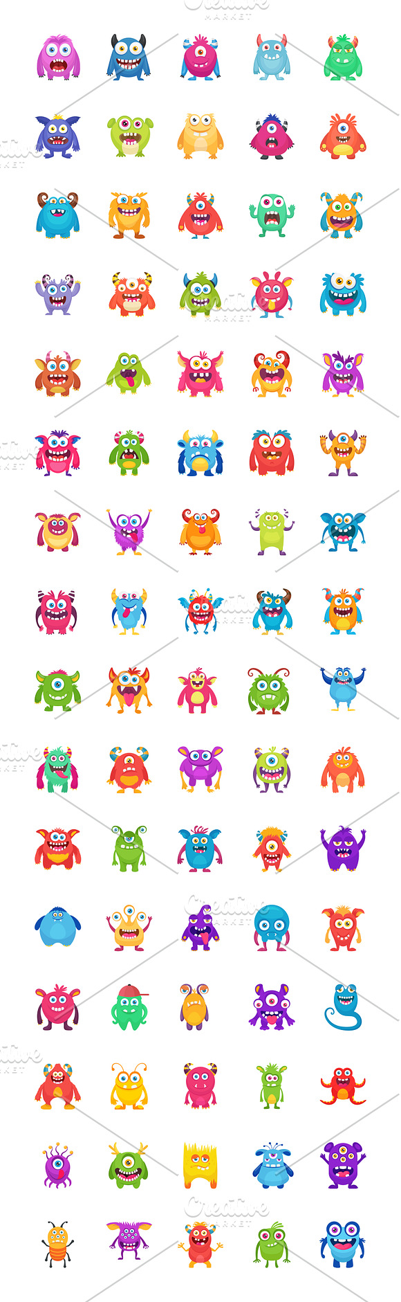 80 Flat Monster Characters Vectors in Icons - product preview 1