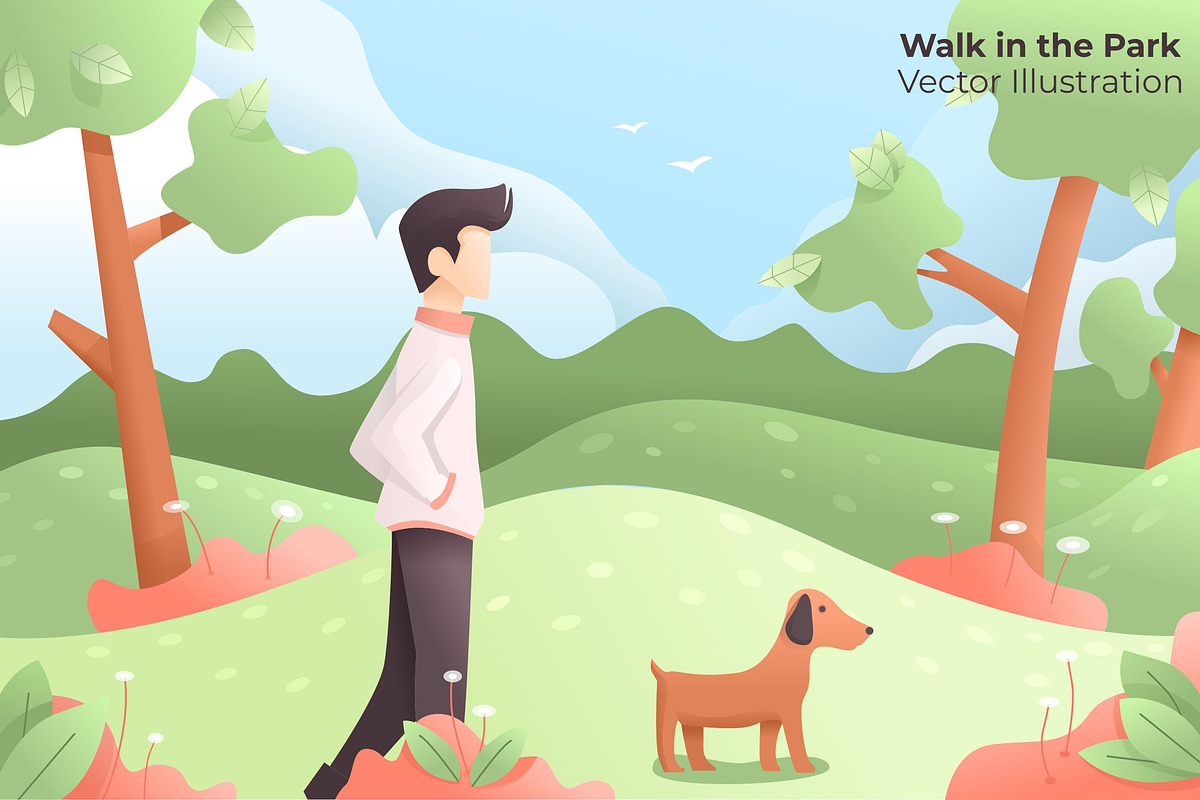 Walk in the Park-Vector Illustration in Illustrations - product preview 8