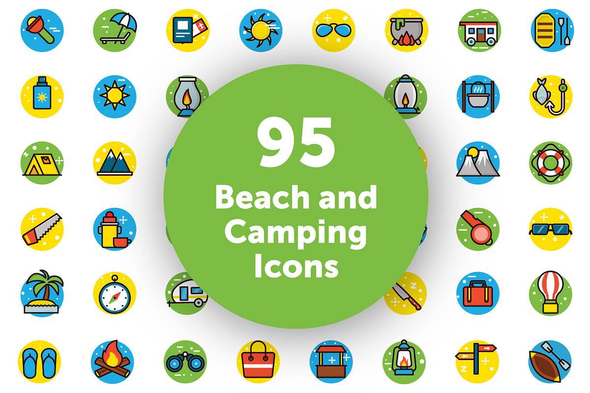 95 Beach and Camping Vector Icons in Icons - product preview 8