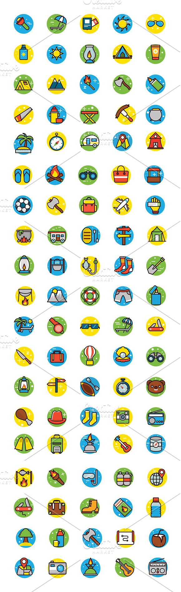 95 Beach and Camping Vector Icons in Icons - product preview 1