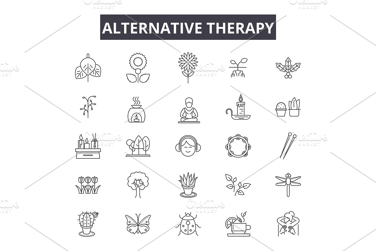 Alternative therapy line icons for in Objects - product preview 8