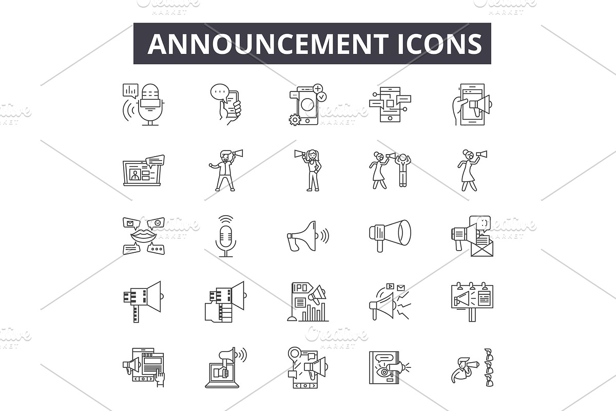 Announcement line icons for web and in Illustrations - product preview 8