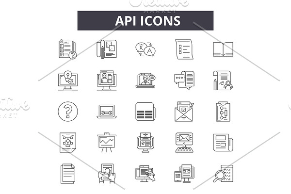 Api line icons for web and mobile