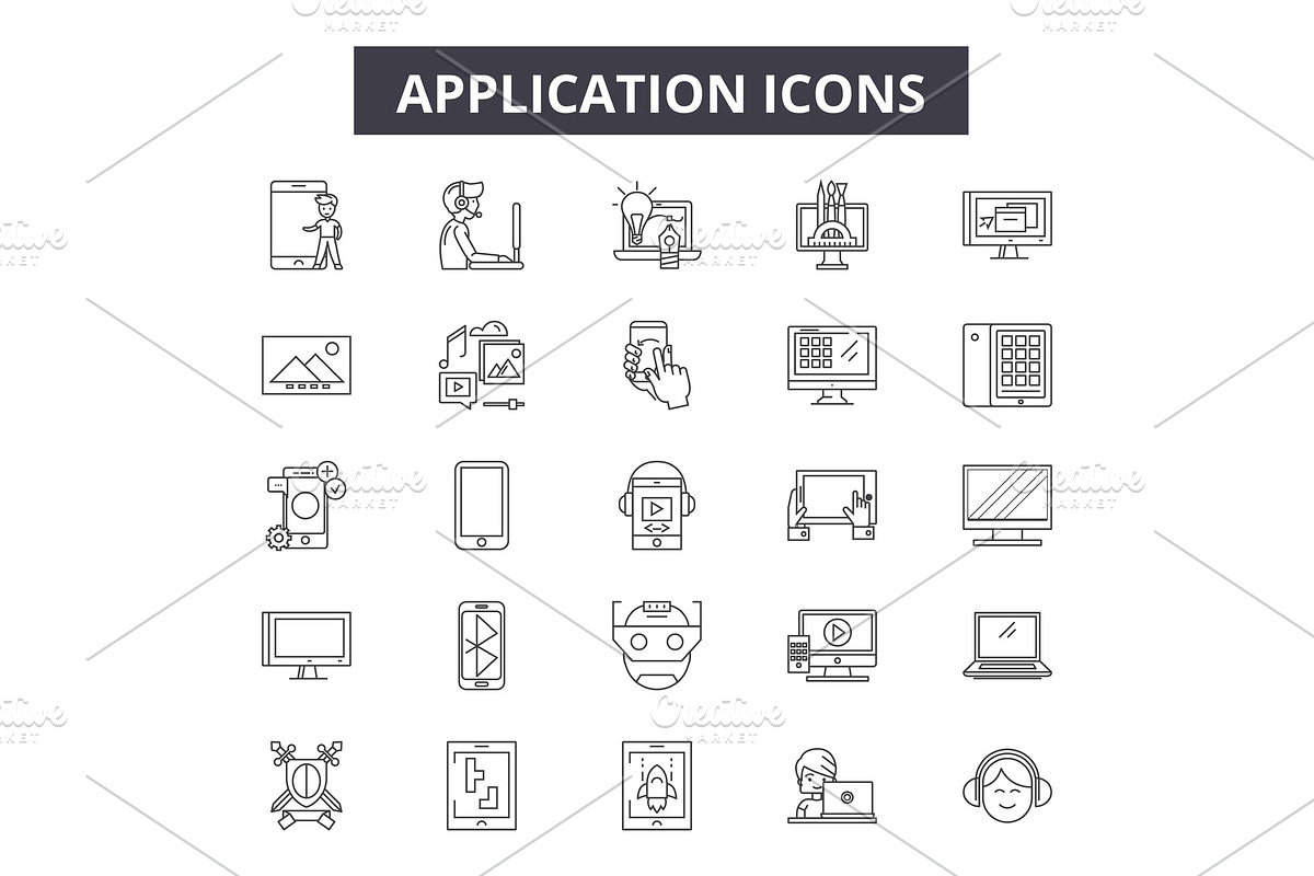 Applications line icons for web and in Illustrations - product preview 8