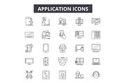 Applications line icons for web and