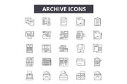 Archive line icons for web and