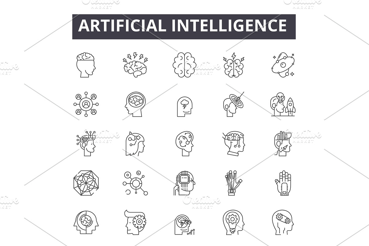 Artificial intelligence line icons in Illustrations - product preview 8