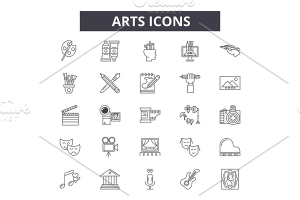Arts line icons for web and mobile