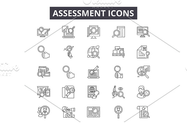 Assessment line icons for web and