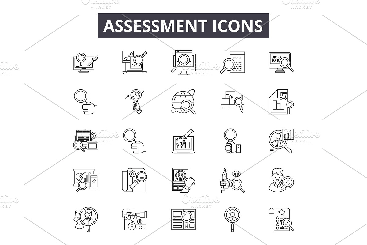 Assessment line icons for web and in Illustrations - product preview 8