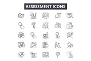 Assessment line icons for web and