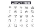 Assistance line icons for web and