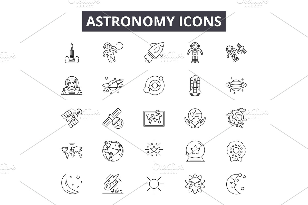 Astronomy line icons for web and in Illustrations - product preview 8