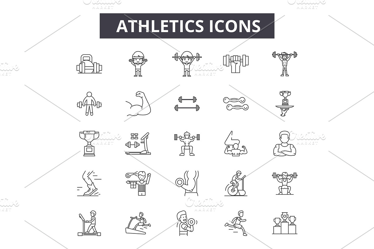 Athletics line icons for web and in Illustrations - product preview 8