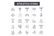 Athletics line icons for web and