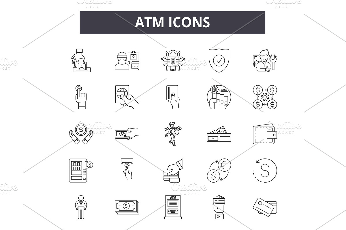 Atm line icons for web and mobile in Illustrations - product preview 8