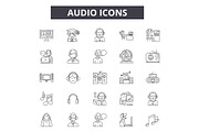 Audio line icons for web and mobile