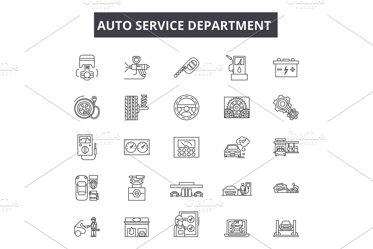 Auto service department line icons in Illustrations - product preview 8