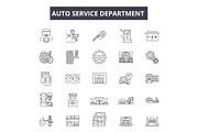 Auto service department line icons